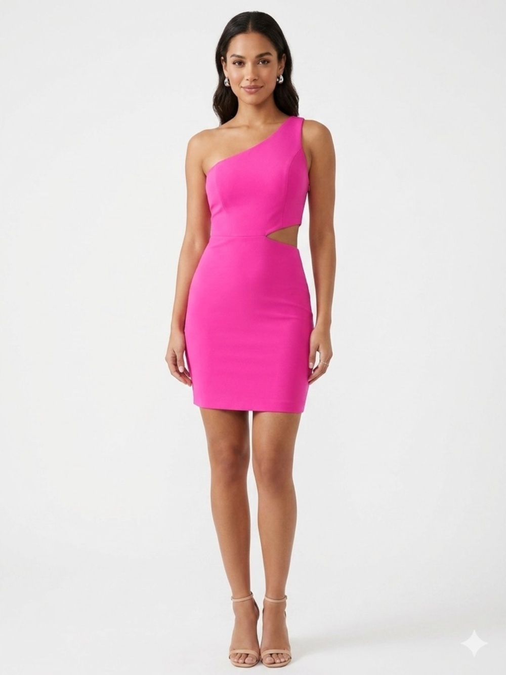 Karlie Hot Pink One Shoulder Cutout Dress Bodycon Size M